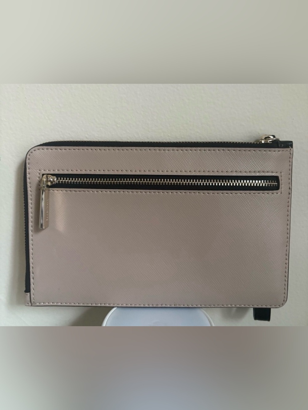 Kate Spade Staci Medium Bicolor Leather L Zip Wristlet Black Beige NWOT - Picture 6 of 13